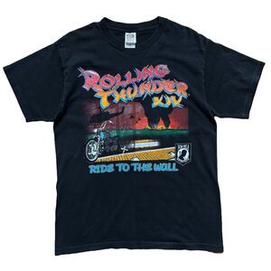 Vintage Rolling Thunder XIX Ride to the Wall Biker Mens Size L T-Shirt 2001